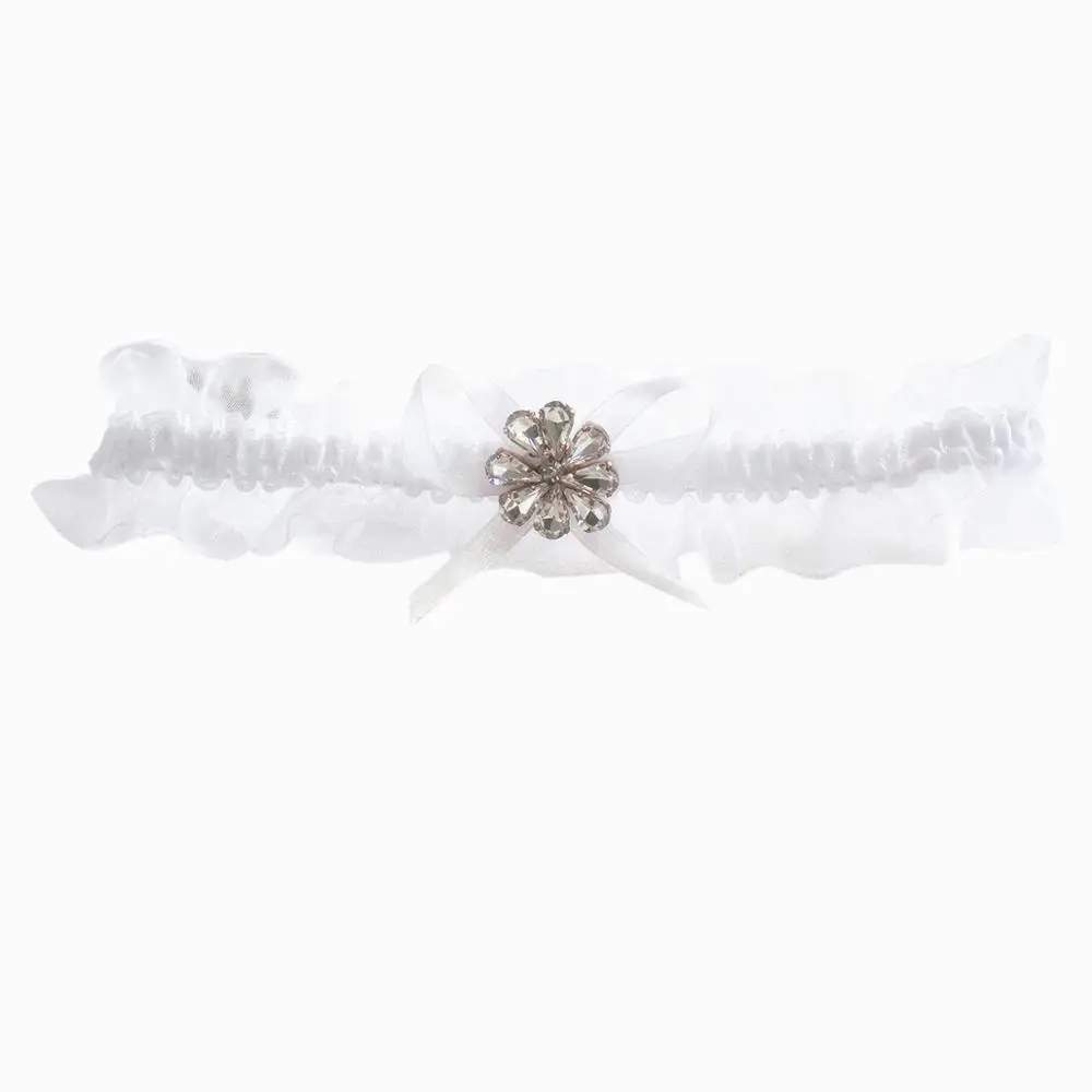 SLBRIDAL Sexy Lace Flower Crystal Rhinestones Wedding Garter Belt Bridal Thigh Leg Garter Ring For Women/Female/Bride