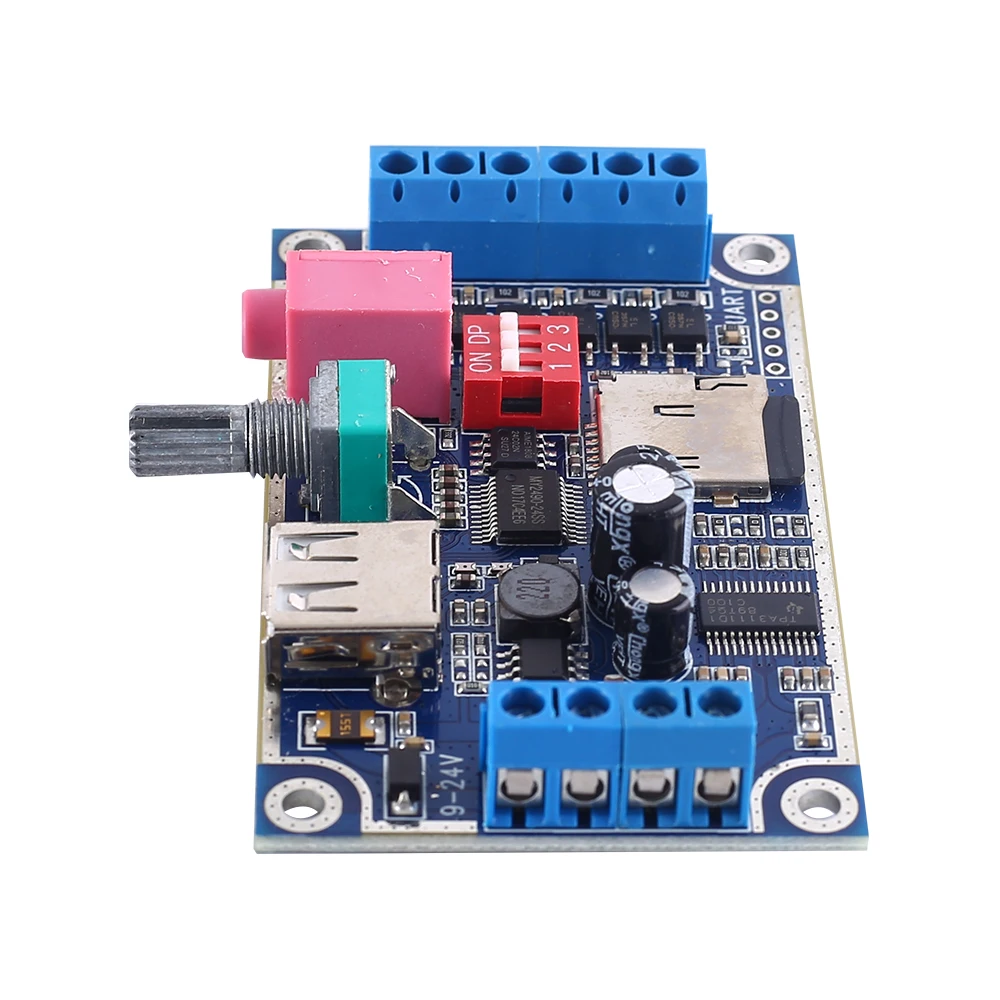 10W 25W MP3 Voice Sound Player Module DIY Voice Broadcast Board Programmable Control Support TF Card U-Disk DC 12V-24V