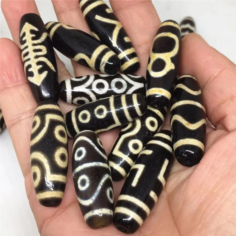 1PCS 1LOT Amulet 12mm*37mm Tibetan Dzi Beads Black Color Turtle back Taiji Money Hook Loosing Beads for Bracelet and Necklace