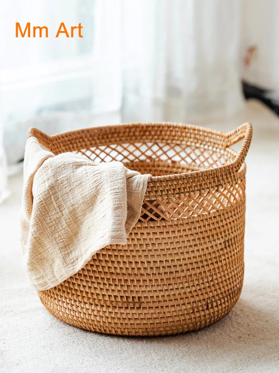 

Vietnam Rattan Woven Laundry Basket Dirty Clothes Storage Basket Bathroom Woven Dirty Clothes Basket