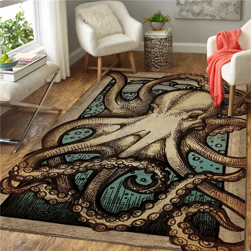 

Octopus 3D Printed Carpet Mat for Living Room Doormat Flannel Print Bedroom Non-slip Floor Rug 01