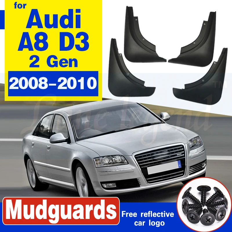 

Брызговики передние/задние для Audi A8 D3, 2008, 2009, 2010, 4 шт., аксессуары для брызговиков, 2 поколения