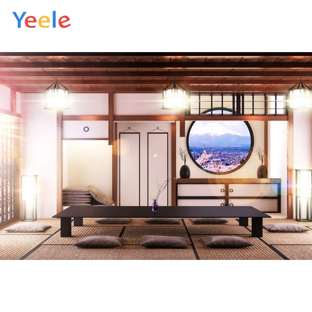 Japan Living Room Lantern Interior Scene Floor Mount Fuji Baby Portrait Backdrop Photography Background For Photo Studio Shoot