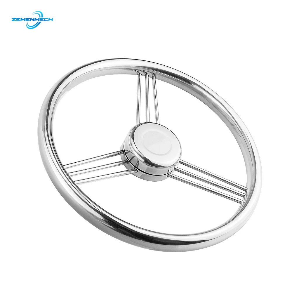 13-1/2'' 342mm Steering Wheel 316 Stainless Steel Marine Grade 3 Spoke 15 Degree Boat Yacht Accessories Polish Barco Camper Van