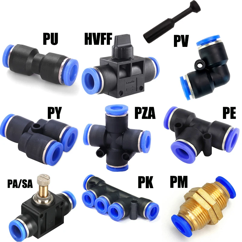 Pneumatic fittings PY/PU/PV/PE/HVFF/SA water pipes and pipe connectors direct thrust 4 to 12mm/ PU plastic hose quick couplings