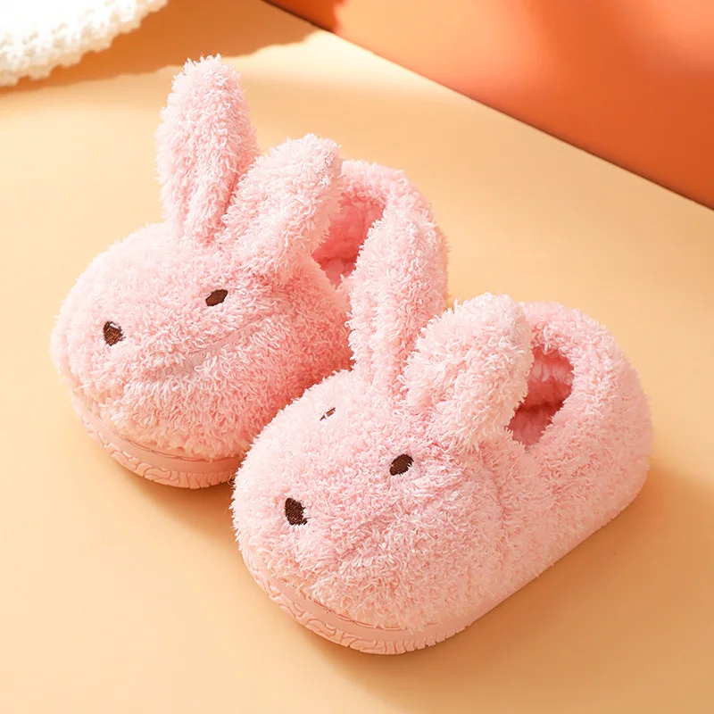 2022 Kids Shoes Winter Indoor Non-slip Cute Rabbit Cotton Home Slippers Baby Girls Slippers Funny Slippers Girls Home Shoes