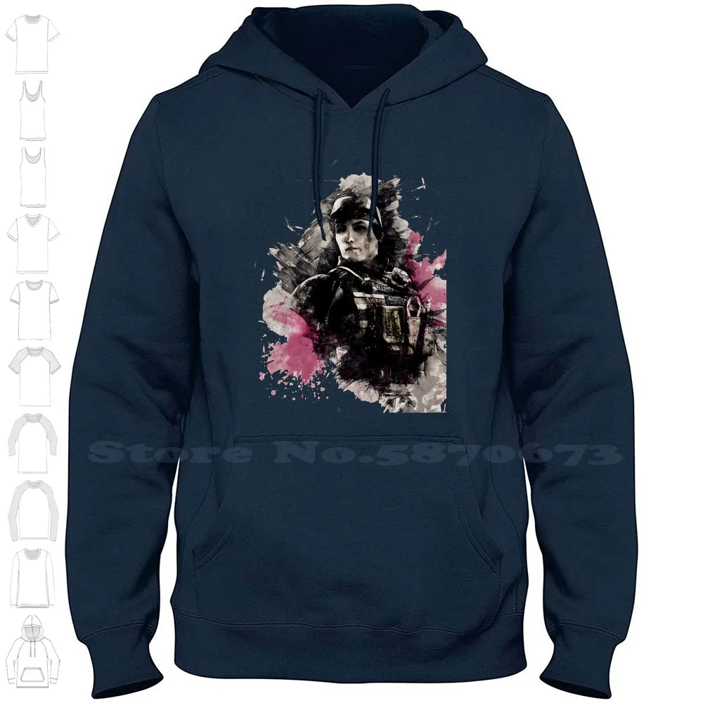 The Thicclock Painting 100% Cotton Hoodie T-Shirt Gridlock R6 Siege R6S Operator Rainbow 6 Siege Watercolor Gamer