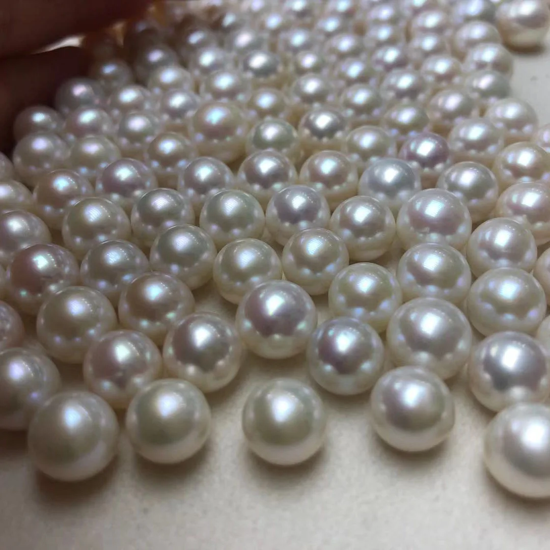 8.5-9 mm high luster AAA big perfect round Nature freshwater loose pearl,half hole