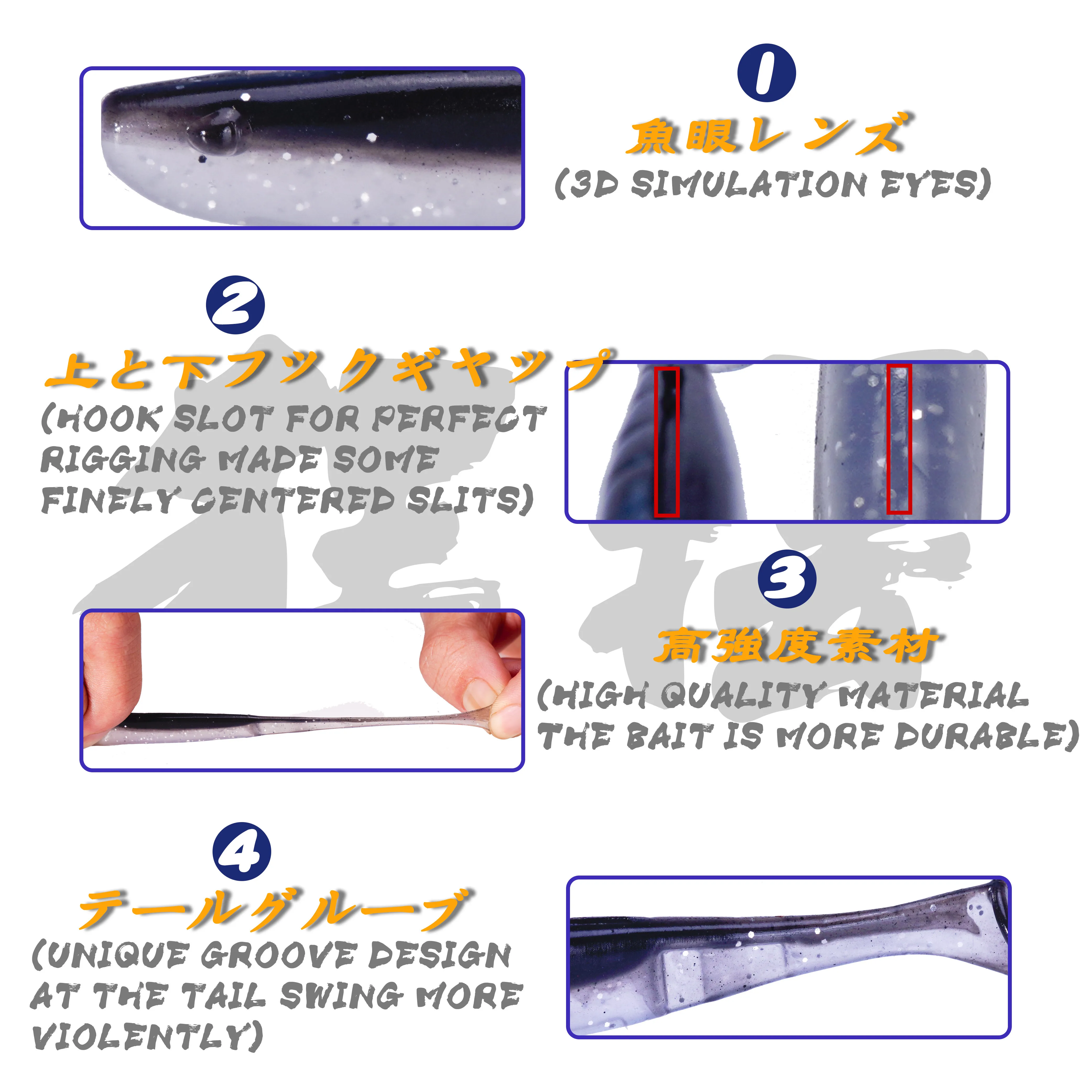 2021-7cm Señuelos blandos lubina doble color - imagen 5