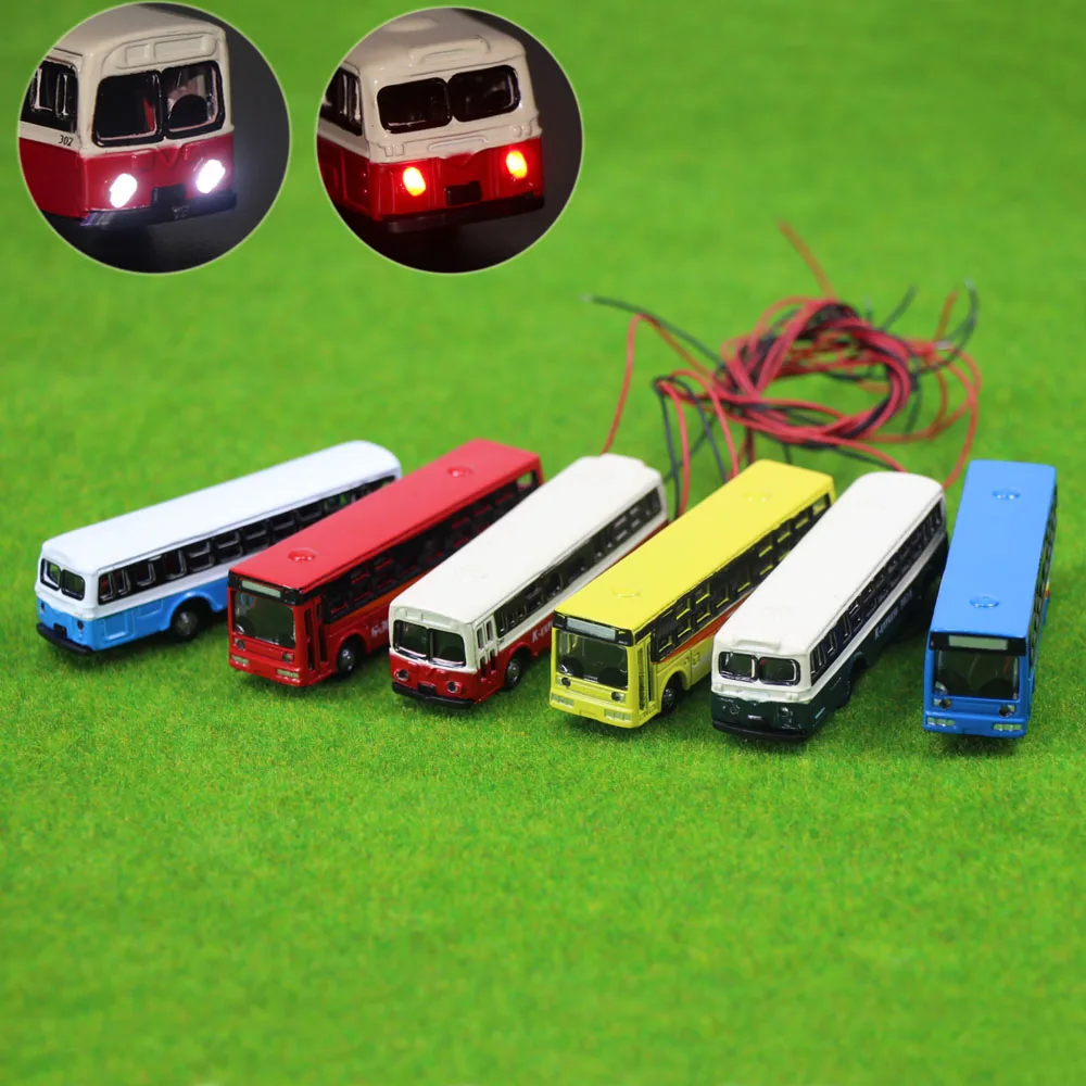 Evemodel 4pcs N scale 1:160 Model Buses Lighted Diecast Model Bus Alloy Building Layout EBS15002