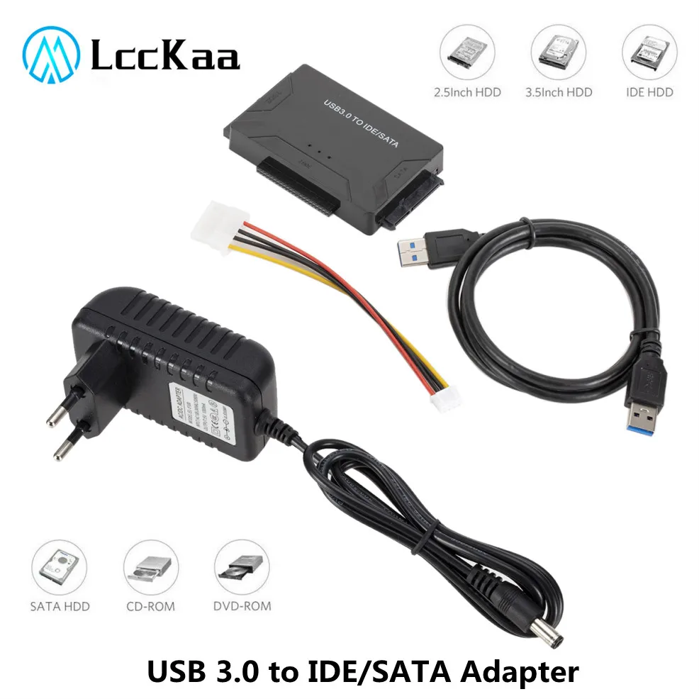 

Адаптер LccKaa SATA на USB IDE, кабель USB 3,0 Sata 3 для жестких дисков 2,5 3,5, HDD SSD конвертер IDE SATA адаптер с питанием