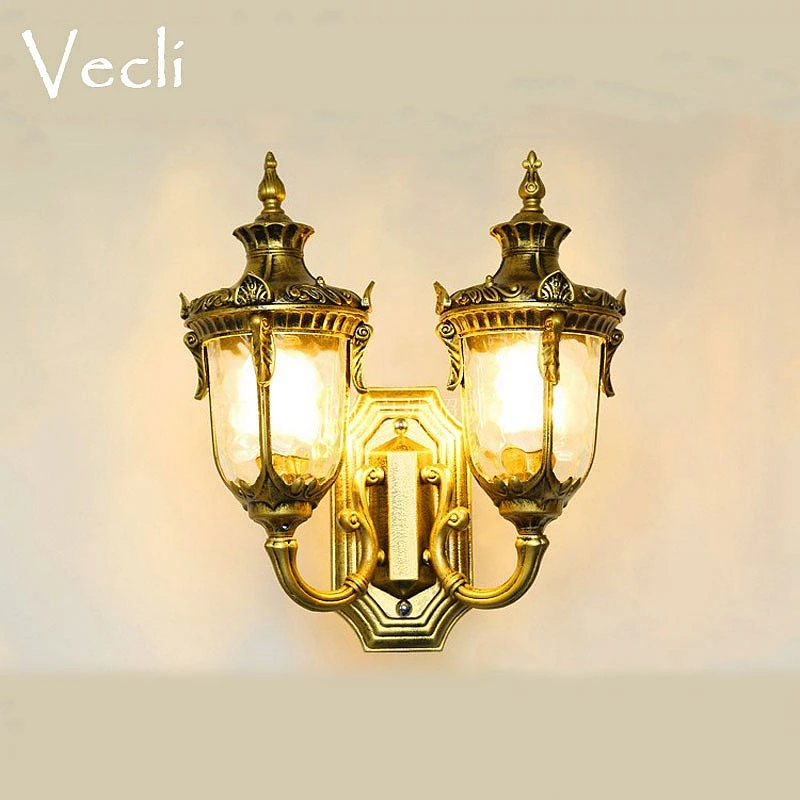 Outdoor waterproof wall lamp double head outdoor lamp European retro villa landscape garden lamp fence