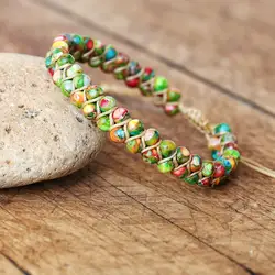 Handmade Bracelet Jewelry 4mm Beads Natural Stone Braided Bracelet Double Layer Strand Beaded Charm Bracelet