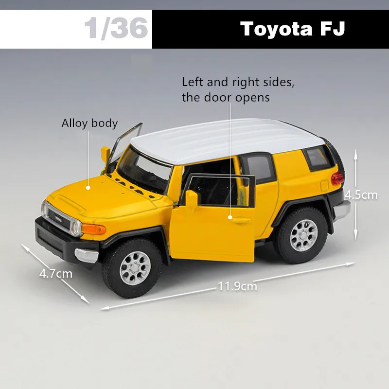 ขาย 1: 36Toyota FJ off-road อัลลอยด์, จำลอง Die-Cast โลหะดึงกลับของเล่นเด็กวันเกิดของขวัญจัดส่งฟรี