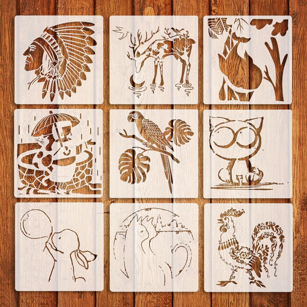 1 Set Animal Painting Stencils Journal Diary Scrapbook Planner DIY Drawing Coloring Template Wall Album Decor Embossing Card