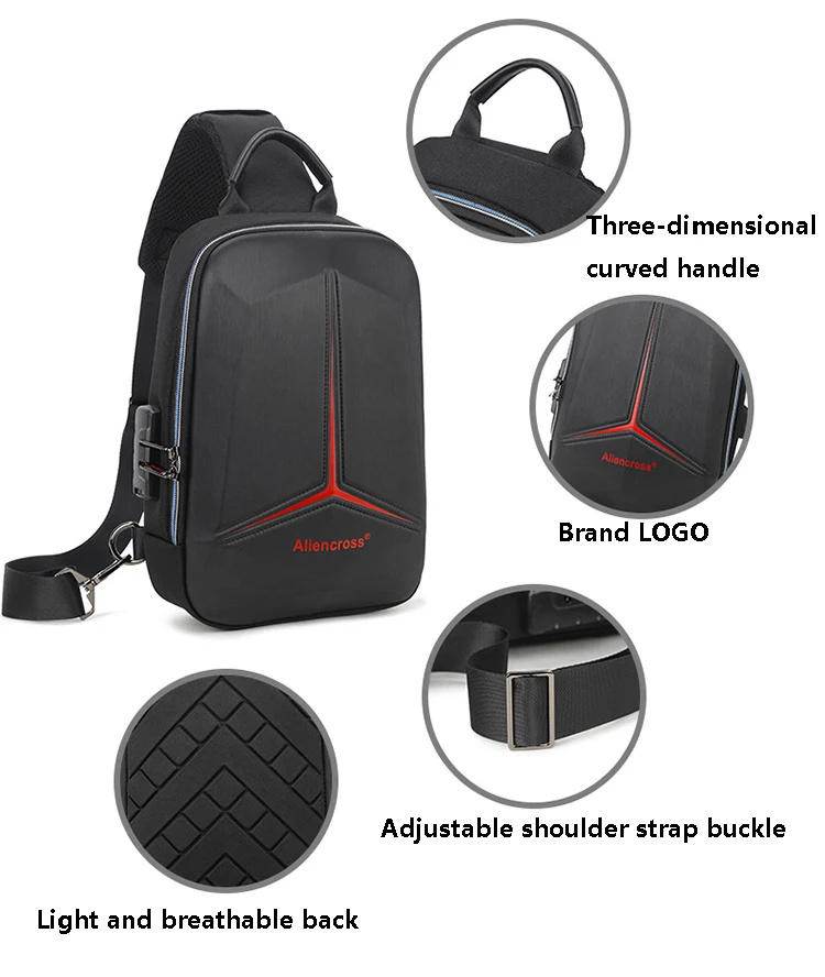 Anti-theft Lock Chest Bag for Men USB Charging Travel Shoulder Bag High-quality Messenger Bags Waterproof Men's Crossbody Bag