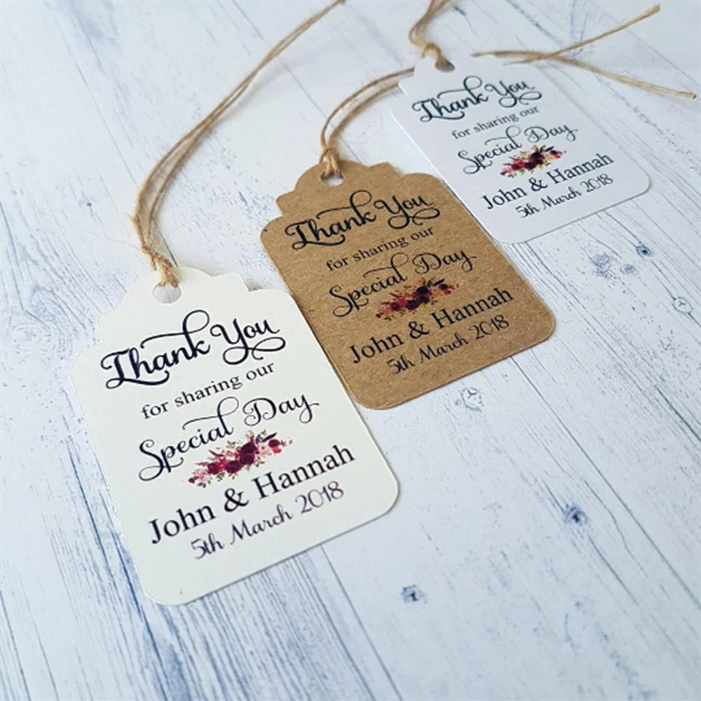 

customized Wedding gift Tags Personalize Engagement Bridal shower bachelor Thank You For Sharing Our Special Day favor lables