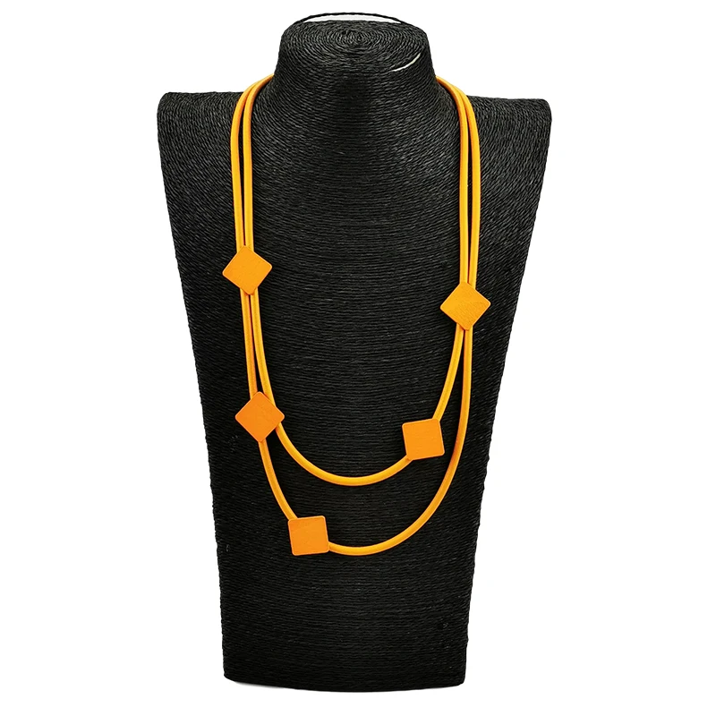 UKEBAY New Orange Choker Necklaces For Women Sweater Chains Wood Necklace Jewelry Gothic Accessories Rubber Jewellery Collar