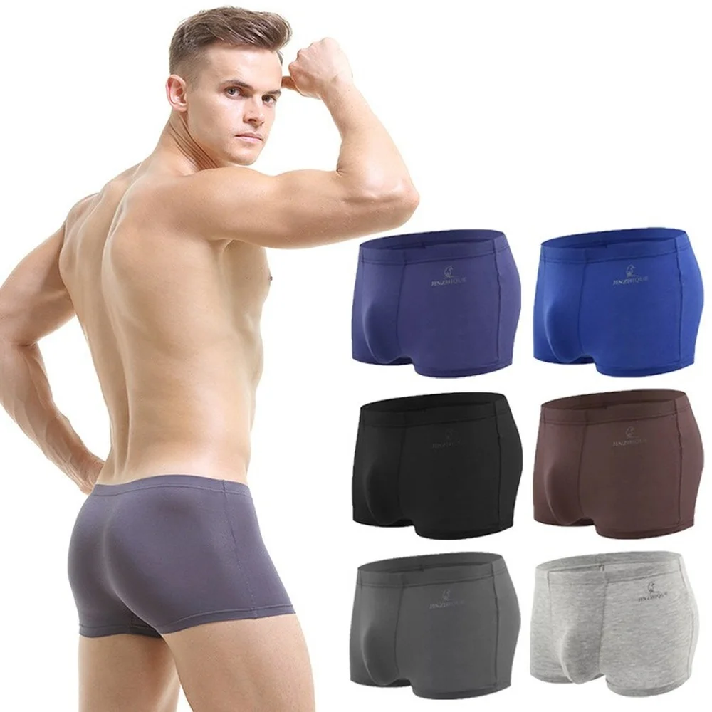 Nova roupa íntima masculina de verão, cueca boxer de cor sólida, cintura média, respirável, cuecas confortáveis