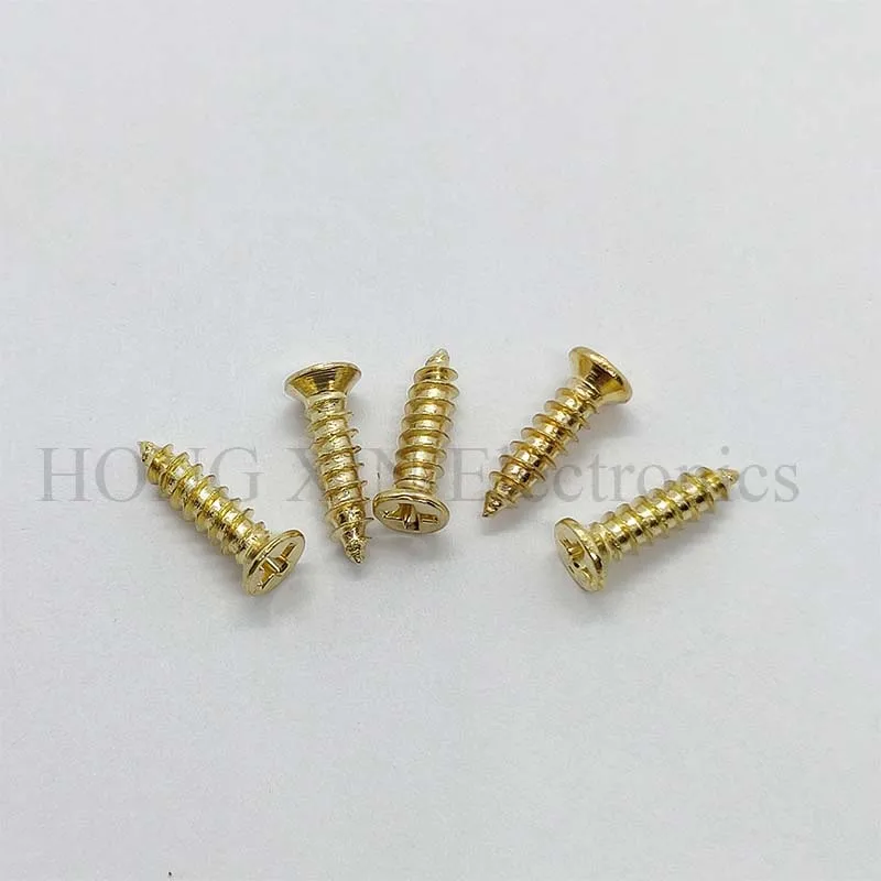 Tornillo autorroscante dorado para madera, tornillo de cabeza plana para clavos, 1 piezas, M2.6 x 10