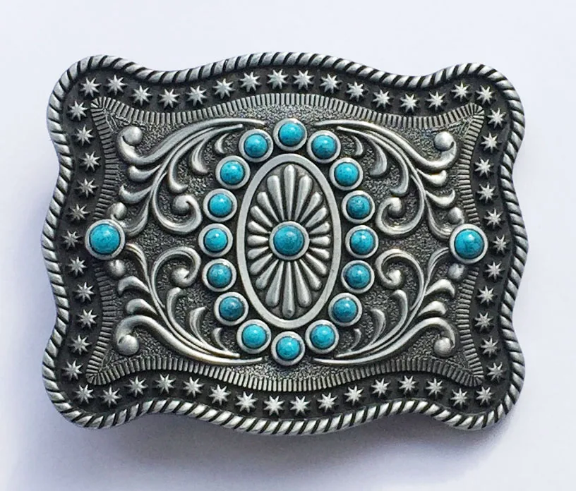 Mens Womens Western Style Turquoise Stone Belt Buckle Cowboy Cowgirl Belt Buckle