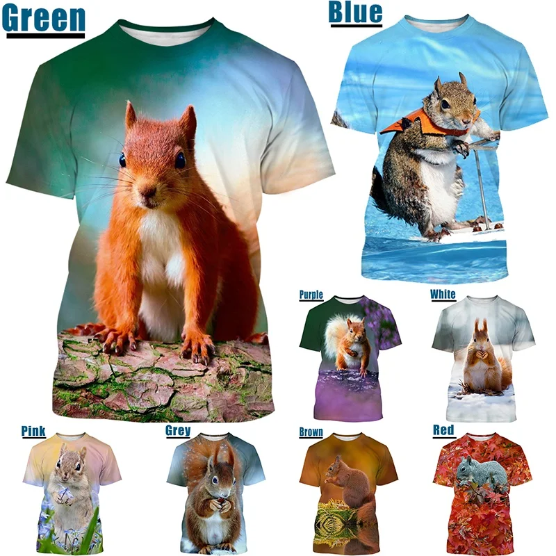 2021 New Trend Animal Squirrel 3D Printing T Shirt  Casual Men's/Women's  Cute Squirrel Pattern Short Sleeve Shirt