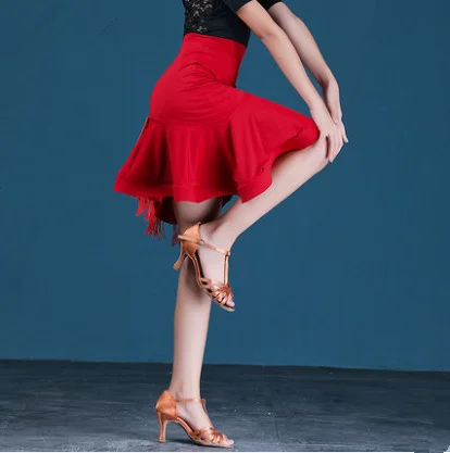 Meisje Zwart/Rode Hoge Taille Latin Dance Rok Stage Dance Kostuum meisje Tango Salsa Rumba Latin Dance Shorts Culottes