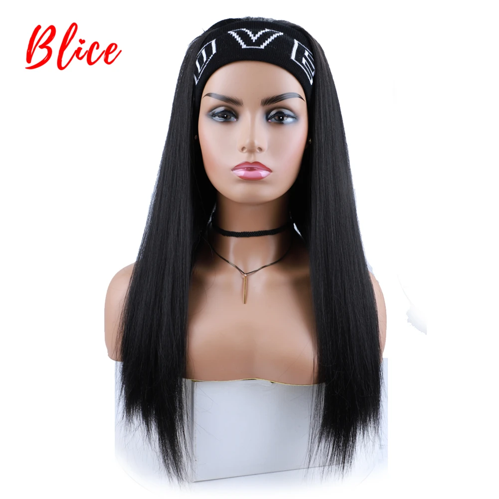 

Blice Long Silky Straight Headband Synthetic Hair Wigs For African American Women 20Inch Kanekalon Daily Full Wig