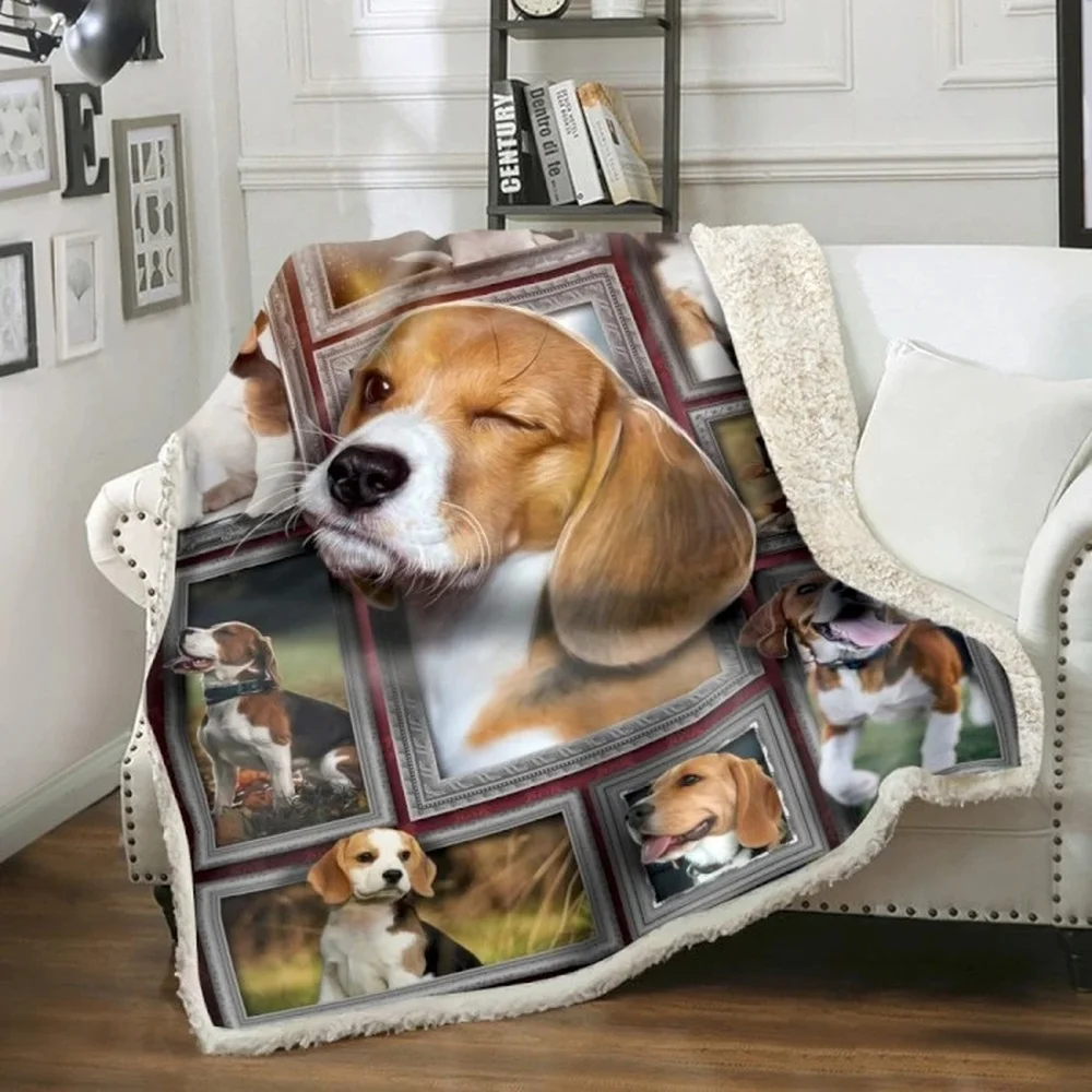 CLOOCL Pet Dog Cute Beagles Blanket Print Picnic Blanket Office Nap Quilt Home Decoration Blanket Air Conditioning Throw Blanket