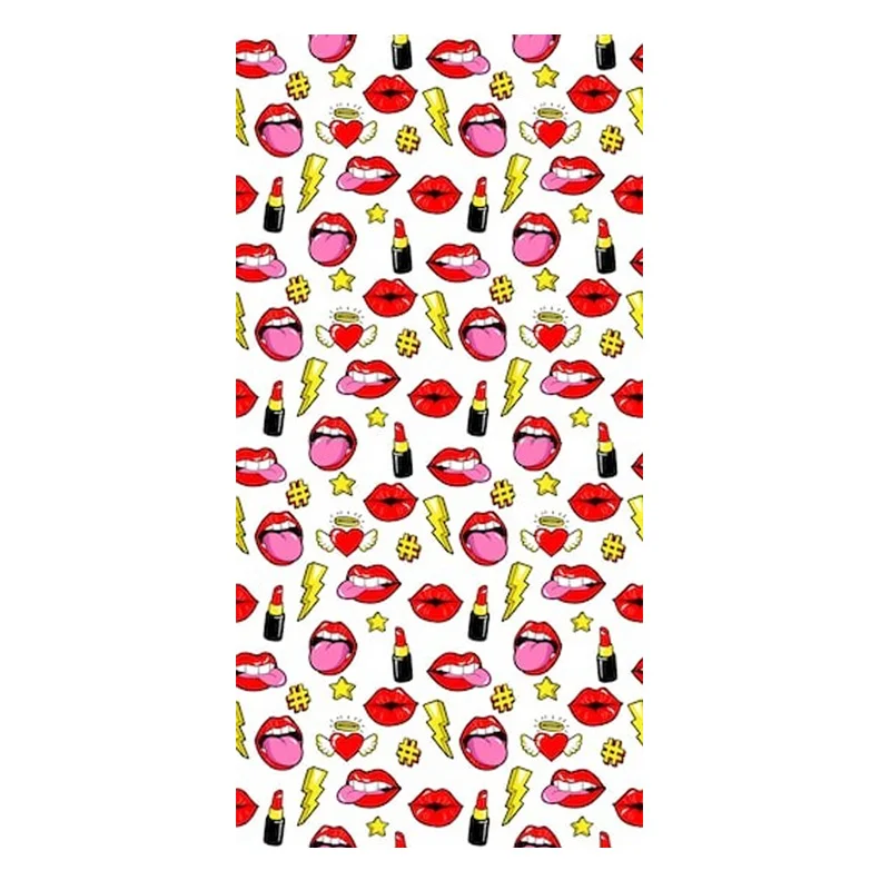 Cool Red Pink Lipstick Kiss Print Microfiber Spa Sauna Towels Lips All Over Design Beach Travel Sport Towels Pool Birthday Gifts