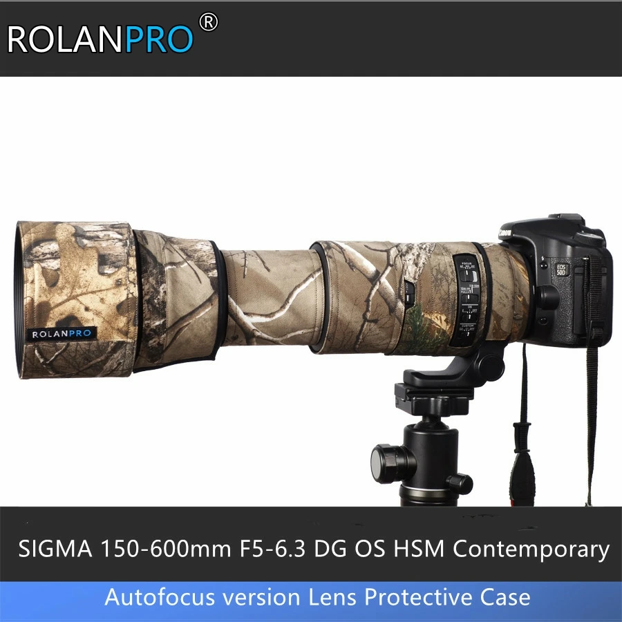 

ROLANPRO Lens Camouflage Coat Rain Cover for SIGMA 150-600mm F5-6.3 DG OS HSM Contemporary (AF Version) Guns Protective Sleeve