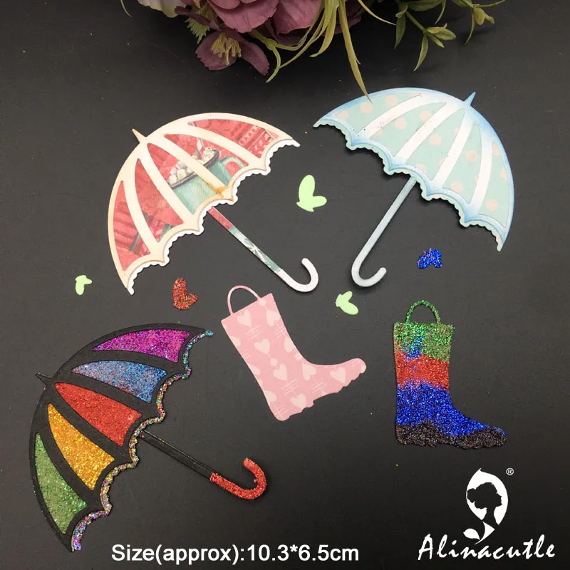 Alinacutle Metal Cutting Die Cut Umbrella Rainshoes Scrapbooking Paper Craft Handmade Card Album Punch Art Cutter