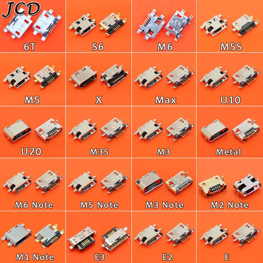 JCD 1PCS Micro USB Jack Socket  Plug For Meizu 6T S6 M1 M2 M3 M3S M5 M5S M6 Note U10 U20 E E2 E3 Max X Charging Port Connector