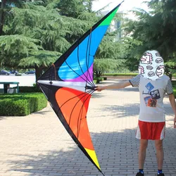 Deportes al aire libre para adultos, cometa de acrobacias de doble línea, Triángulo de 1,8/2,4 m, buenos juguetes voladores con asa y línea, deportes de playa