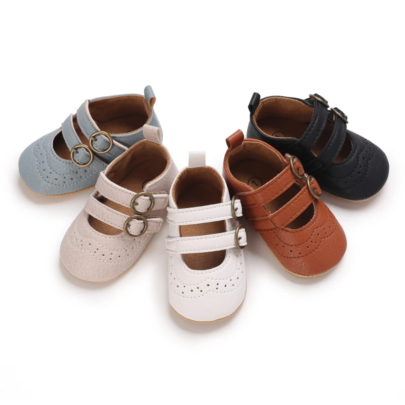 Spring And Autumn Styles 0-18 Months Baby Shoes Plain Color Flower Pattern Flat Non-Slip Princess Shoes Baby Walking Shoes