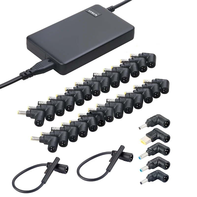 

LVSUN 33 Pcs Tips 90W Ultra Slim 17mm Thickness Universal Laptop Charger for Phone Tablet Power Souce 12V 16V 18.5V 19V 20V 24V