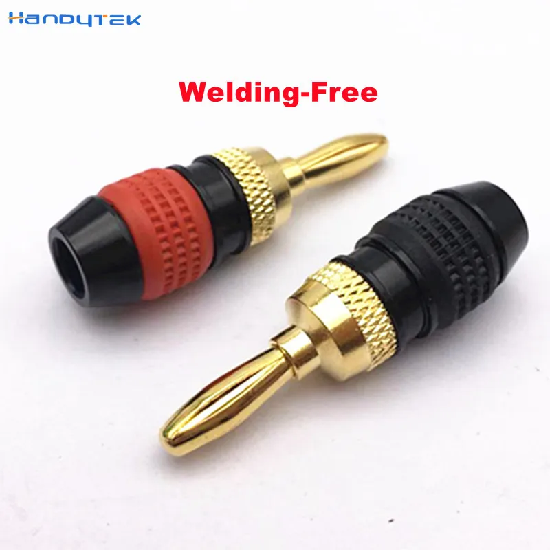 100pcs High Quality Welding-Free 4MM Banana Plug Gold Plated Copper Speaker Plug 4MM Adapter Audio Fever music Connectors Plugs