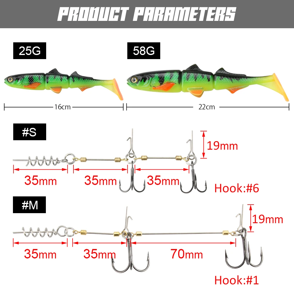Spinpoler Pike Stinger Rig Hook Systerm with 3D Swimbait Soft Lure Fishing Bait Paddle T Tails For Zander Pike Big Game Fish