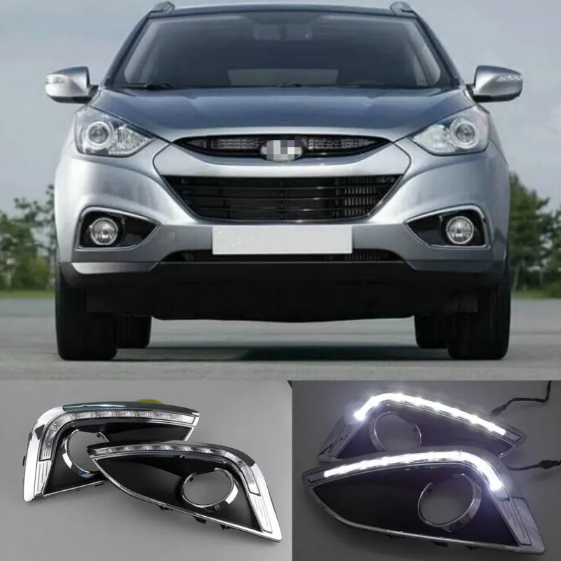 

For Hyundai IX35 2010-2013 Daytime Running Light With Fog Lamp Hole SNCN Super Brightness Waterproof ABS Car DRL LED