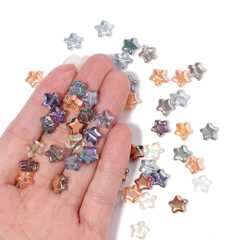 200pcs/Box Plated Color Star Bead Kit Czech Glass Loose Spacer Beads For Jewelry Making Kits Bracelet Handmade Diy Accessories