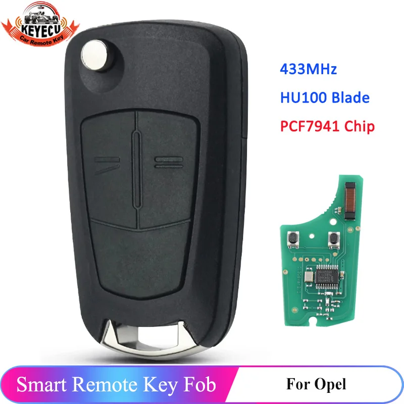 

KEYECU 2 Buttons Remote Key 433MHz PCF7941 Chip For Opel Vauxhall Astra H Zafira B Corsa Meriva 2004 2005 2006 2007 2008-2013