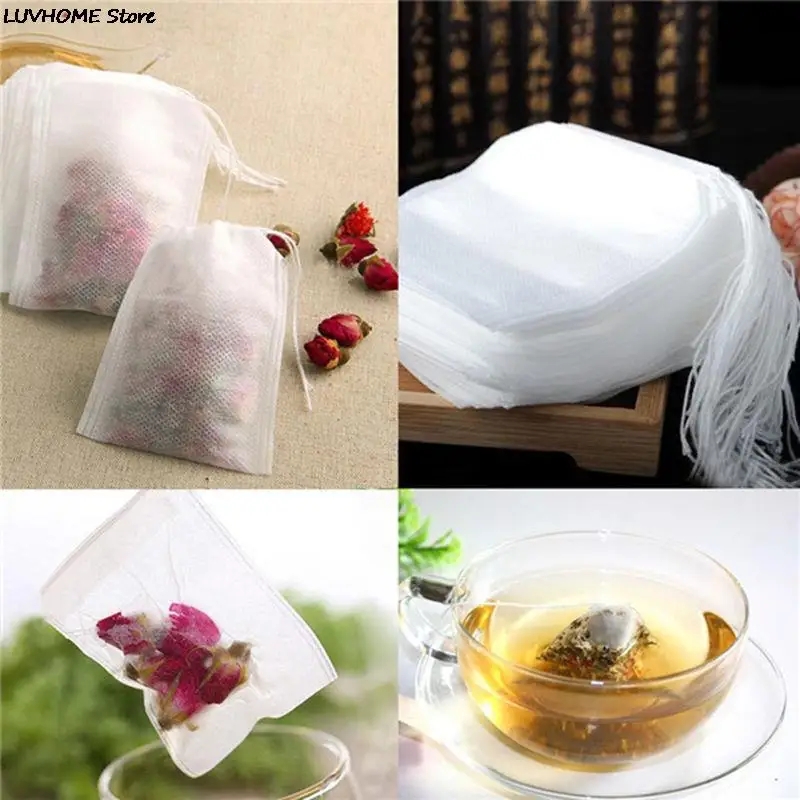 Teabags 100Pcs/lot Empty Tea Bags With String Heal Seal Filter Paper For Herb Loose Tea Infuser 5.5 X 7CM