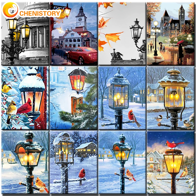 

CHENISTORY Lights Scenery DIY Painting By Numbers On Canvas Oil Pictures For Adults Acrylic Coloring By Numbers Frame Home Decor