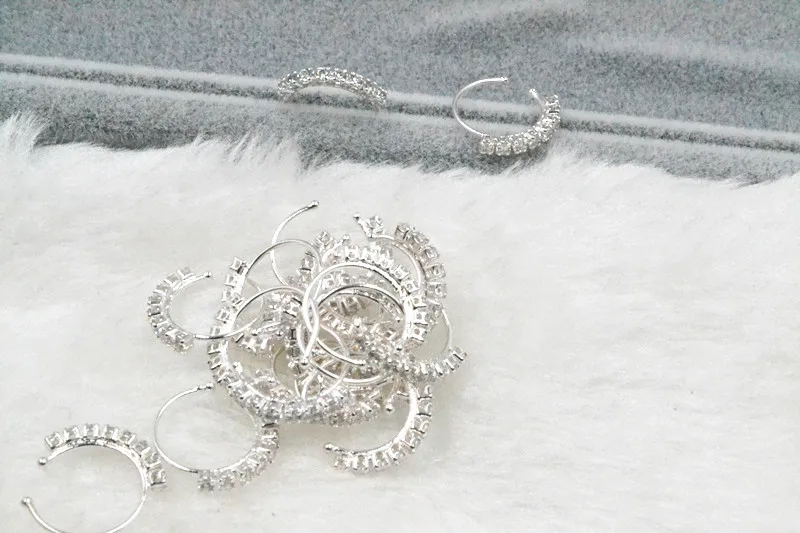 50 Stück Nasenring-Ohrstecker aus 925er-Sterlingsilber, glänzende CZ-Edelsteine, Körperschmuck, kein Piercing, Ohrhelix – Detail 8