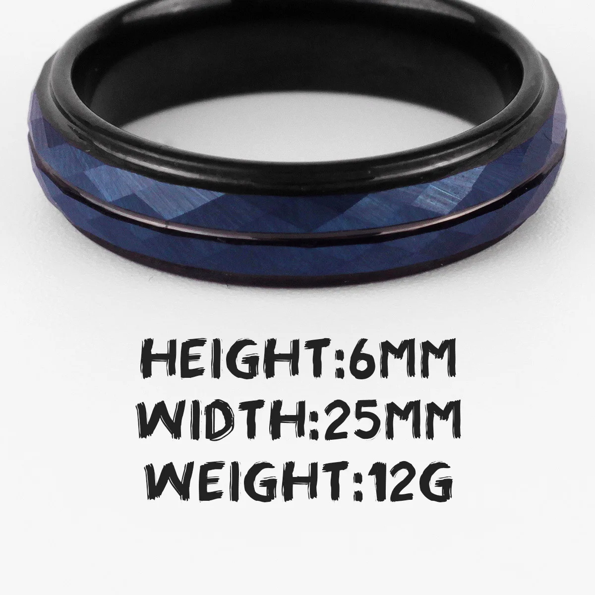 Tungsten Black Blue Rhombus Cut Mens Rings Simple Charm Luxury for Gentleman Male Boyfriend Jewelry Creativity Gift Wholesale