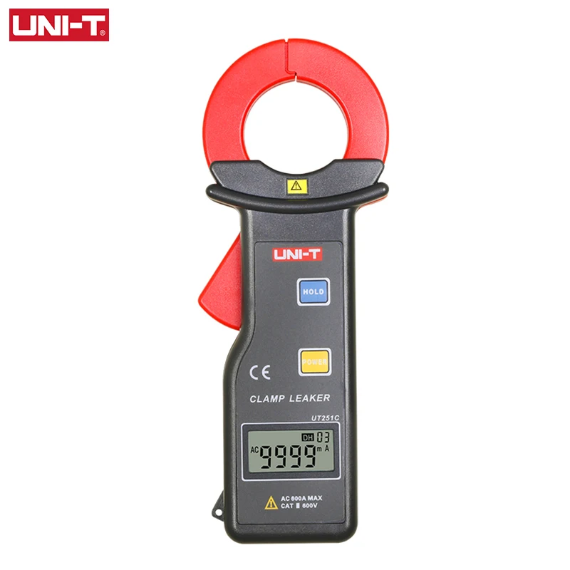 UNI-T medidor de braçadeira atual ut251c 600a alicates amperímetro alta sensibilidade vazamento amperemeter atual tester faixa automática 1000