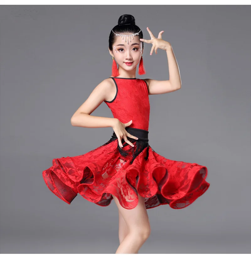 Freies Verschiffen Latin Dance Kleid für Mädchen Mode Ballsaal Tanzen Kleider für Kinder Dancewear Kinder Bühne Leistung Kostüm