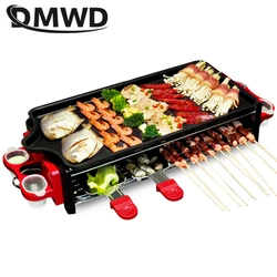 DMWD Grill elektryczny pan wewnętrzna płyta grillowa rodzina Grill piekarnik ze stali nierdzewnej nieprzywierająca powierzchnia żebrowany Grill styl 1200w