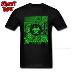 Cyber Goth T-shirt Biohazard Men T Shirt Green Danger Mark Tshirt Geek Groups Logo Tops Print Custom Guys Tee Cotton Clothes