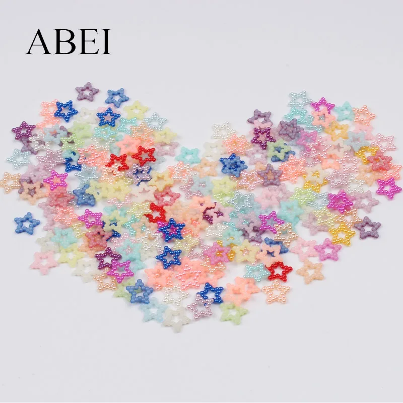 200pcs 12mm ABS Plastic Star Beads DIY Crafts Ornaments Handmade Garments Loose Bead Scrapbook Wedding Decoration